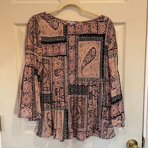 Smocked Bell Sleeve Blouse